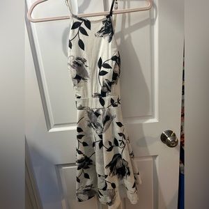 black and white floral dress